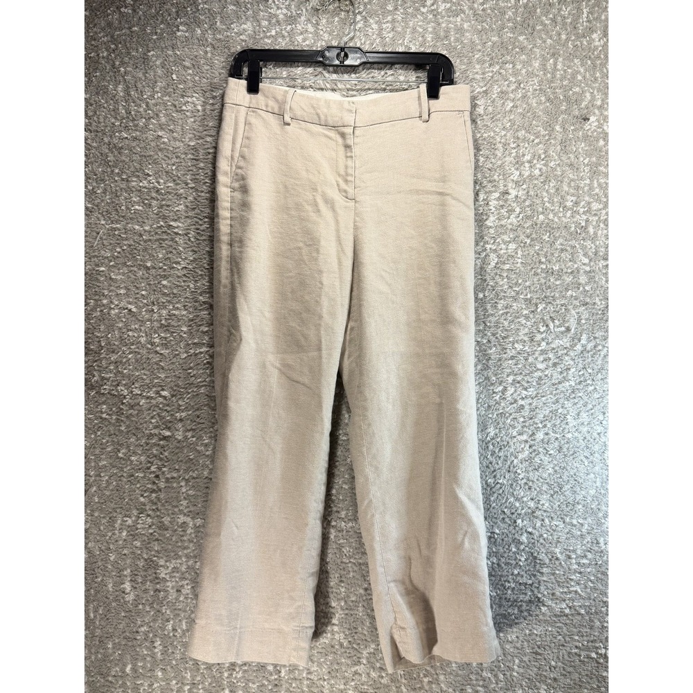 J.CREW Peyton Linen Blend Wide Leg Crop Brown Pants 6 Career Bohemian Preppy